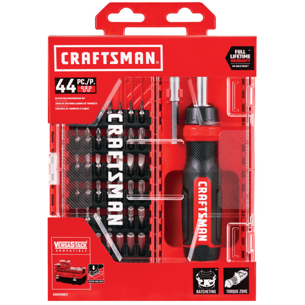 Set de 44 piezas Craftsman de destornillado con crique y puntas